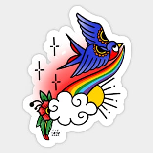Old School Rainbow Swallow Sticker